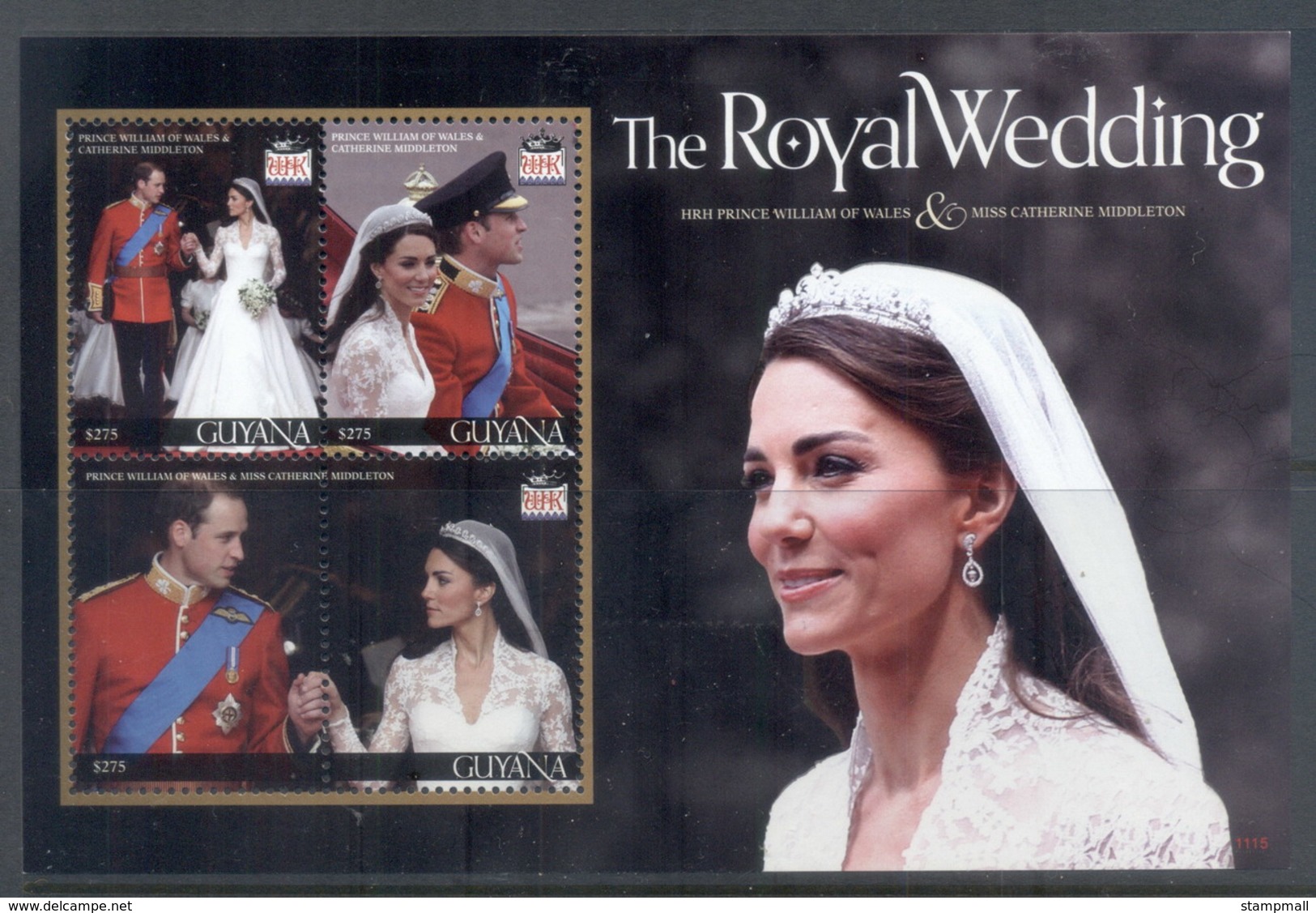 Guyana 2011 Royal Wedding William & Kate #1115 $275 MS MUH - Guyana (1966-...)