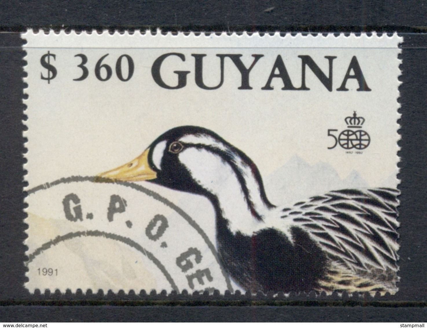 Guyana 1991 Discovery Of America, Birds Ex MS CTO - Guyana (1966-...)