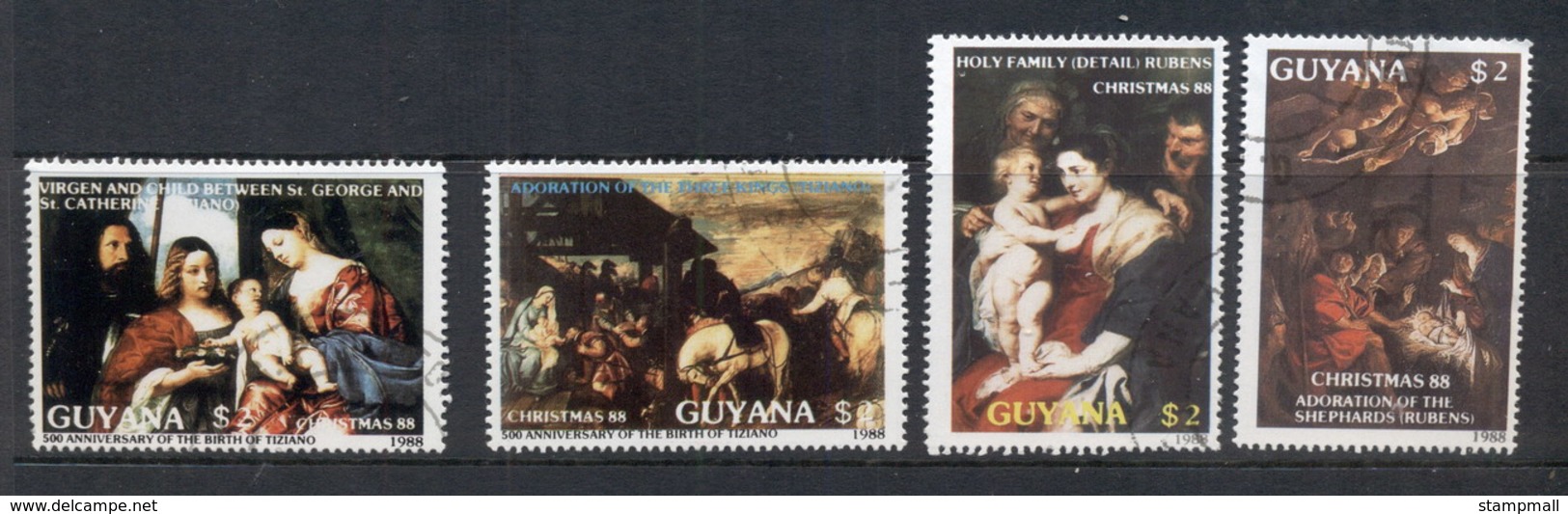 Guyana 1988 Xmas Paintings CTO - Guyane (1966-...)