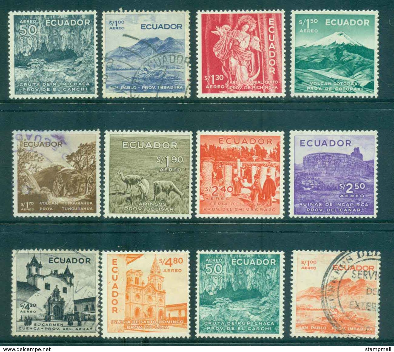 Ecuador 1957-58 Scenic Pictorials Air (12) MLH/FU Lot46734 - Ecuador