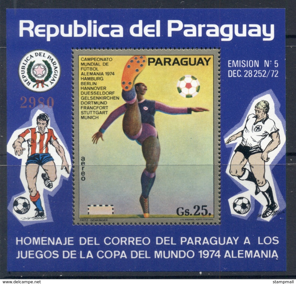 Paraguay 1973 World Cup Soccer Munich MS MUH - Paraguay