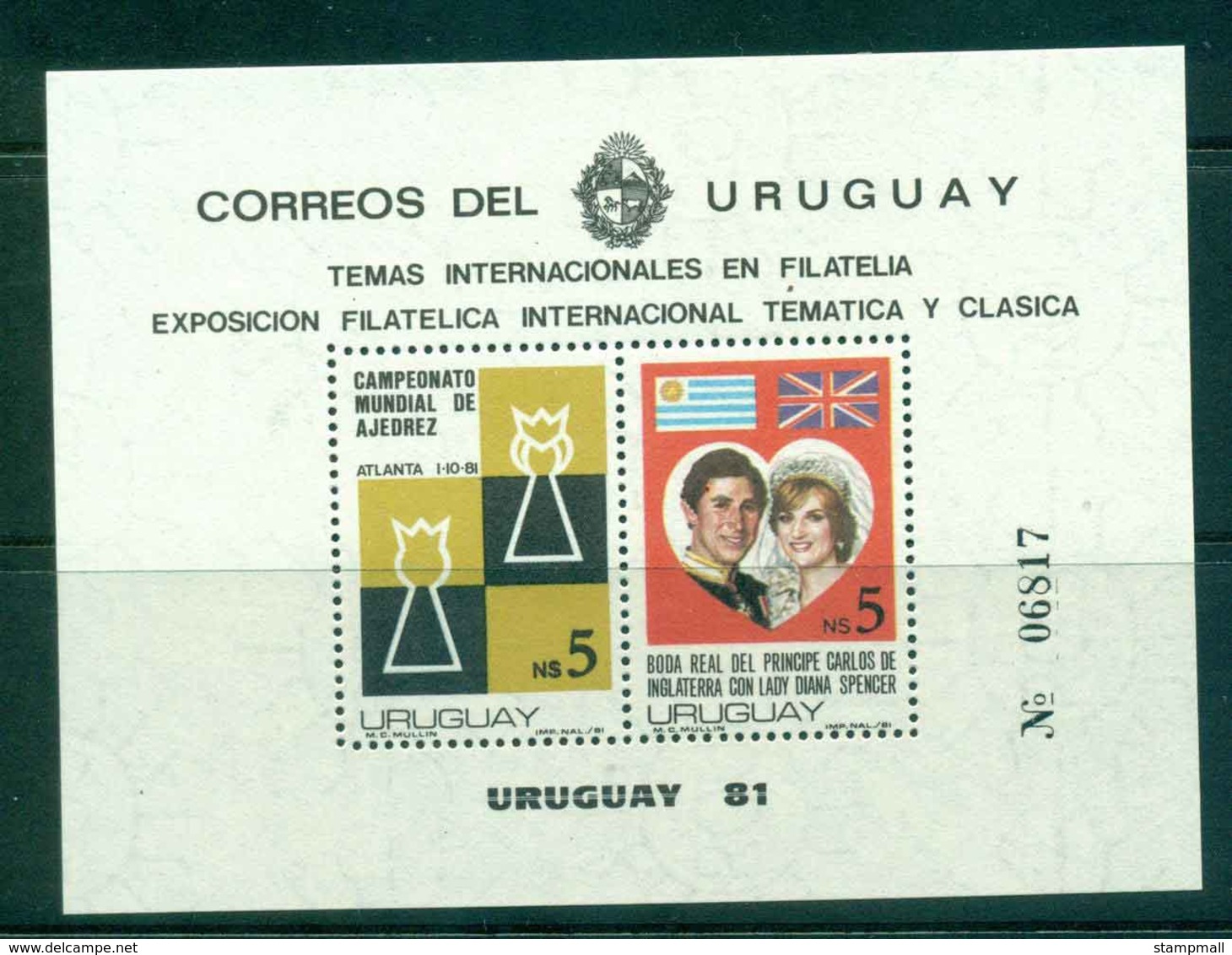 Uruguay 1981 Charles & Diana Wedding, Chess MS MUH Lot45318 - Uruguay