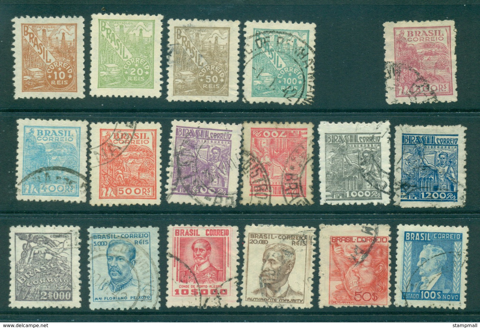 Brazil 1941-42 Industry & Portrait Defins Wmk *Coreio*Brasil*(15/16, No 200r) FU Lot36225 - Other & Unclassified