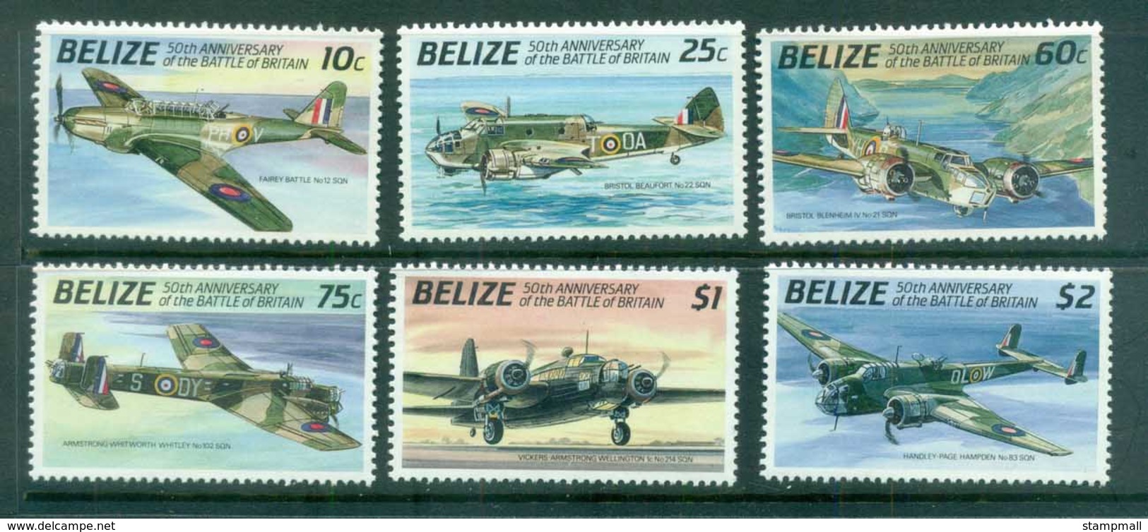 Belize 1990 Battle Of Britain, Airplanes MUH Lot81064 - Belice (1973-...)