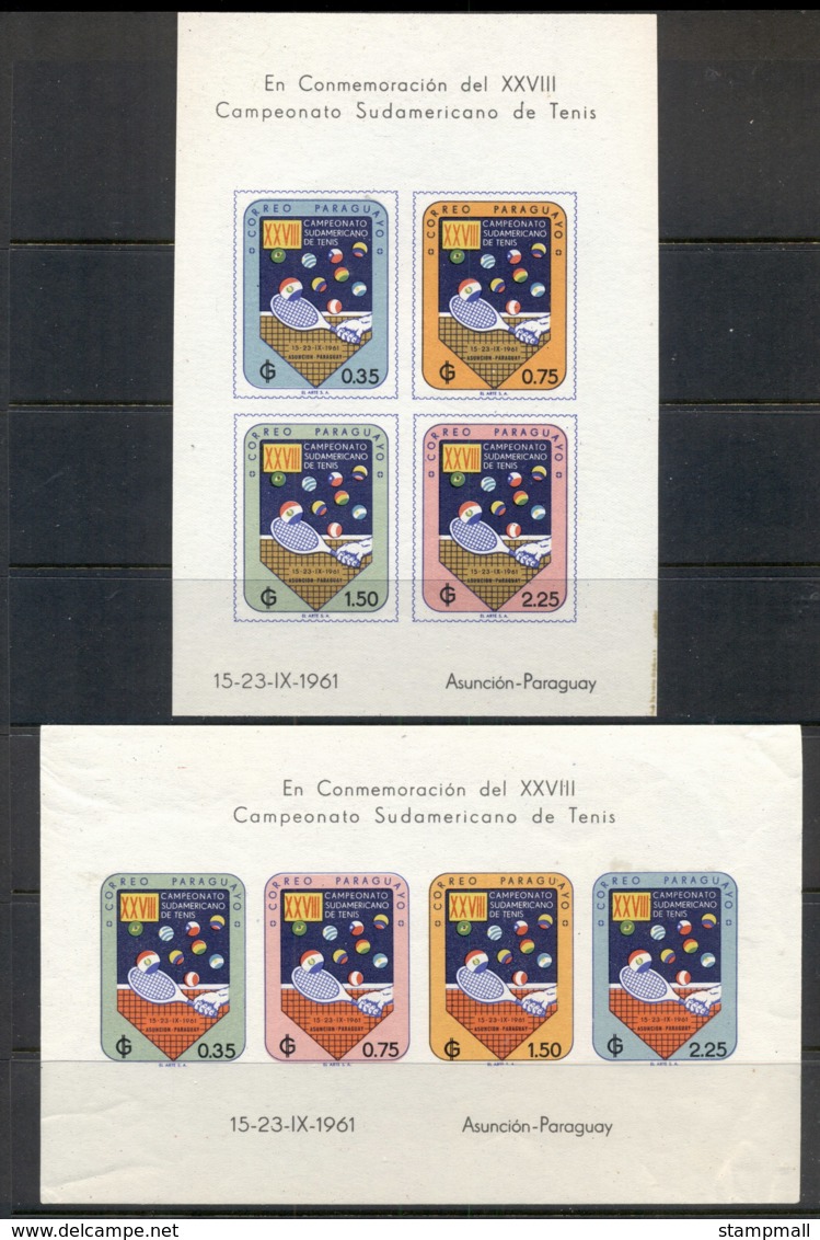 Paraguay 1961 South American Tennis Championships 2x MS MUH - Paraguay