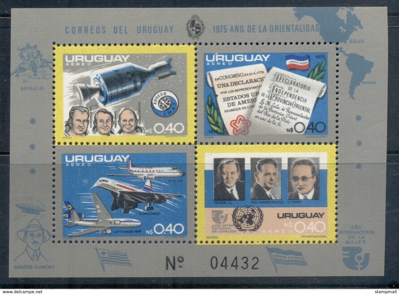 Uruguay 1975 Apollo-Soyuz Joint Russia/USA Space Project MS II MUH - Uruguay