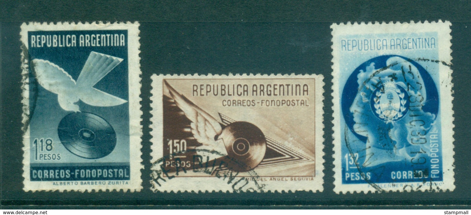 Argentina 1939 Phonograph Mailing Stamps (1.18p Cresaed) FU Lot37138 - Other & Unclassified
