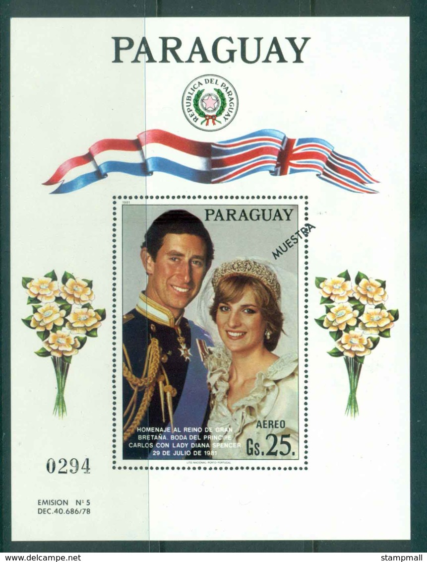 Paraguay 1981 Charles & Diana Wedding MS SPECIMEN MUH Lot45151 - Paraguay