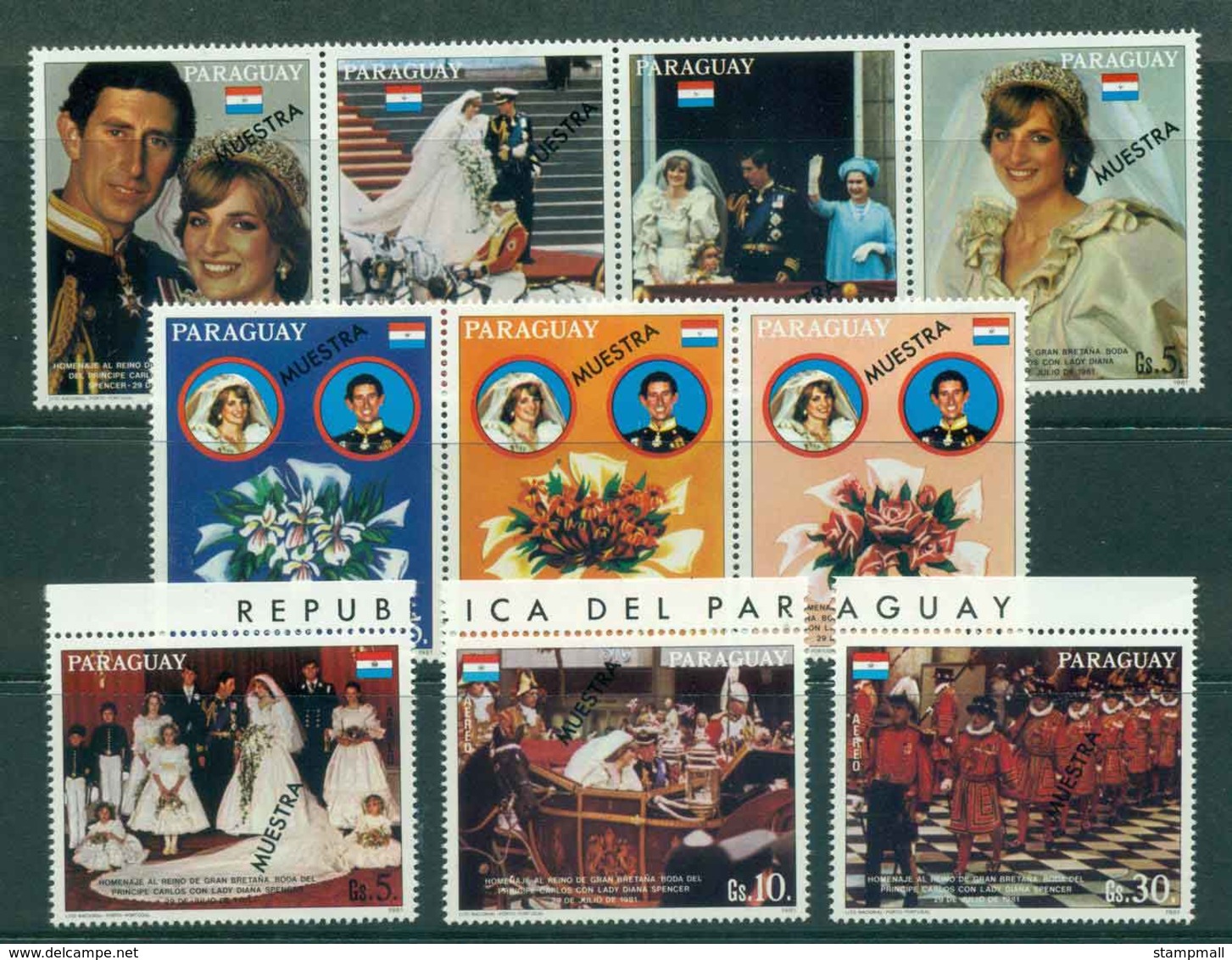 Paraguay 1981 Charles & Diana Wedding Str4,3 + 4 SPECIMEN (light Creases)MUH Lot45153 - Paraguay