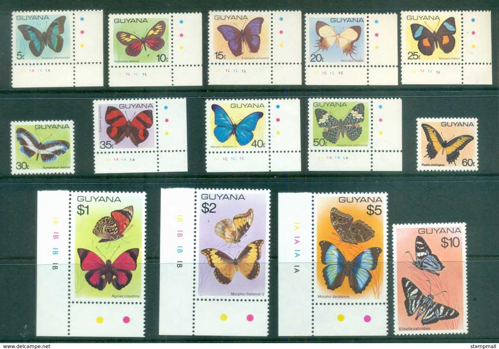 Guyana 1978-80 Butterflies MUH Lot80918 - Guyana (1966-...)
