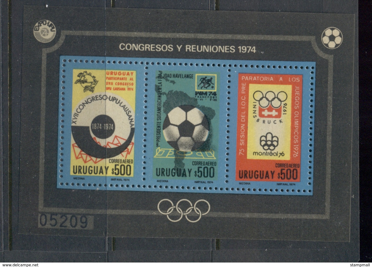 Uruguay 1974 Soccer Olympics & UPU MS MUH - Uruguay