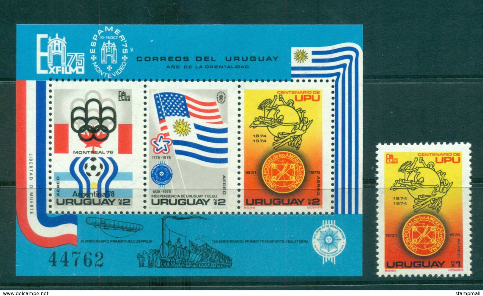 Uruguay 1975 UPU Centenary MS + 1 MUH Lot56348 - Uruguay