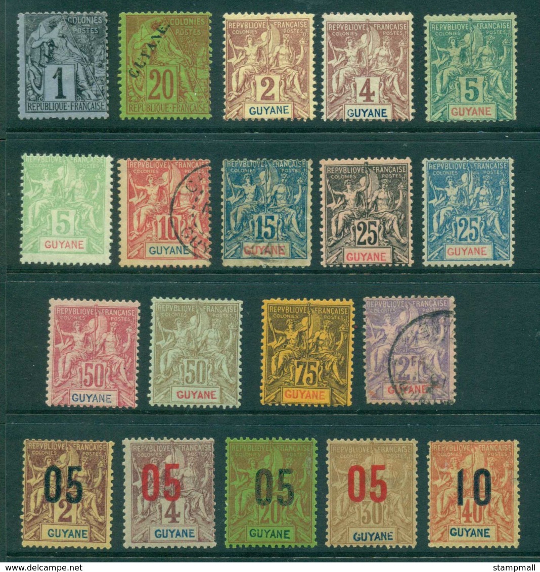 French Guiana 1892-1904 Navigation & Commerce Asst (19) FU/MLH Lot38602 - Other & Unclassified