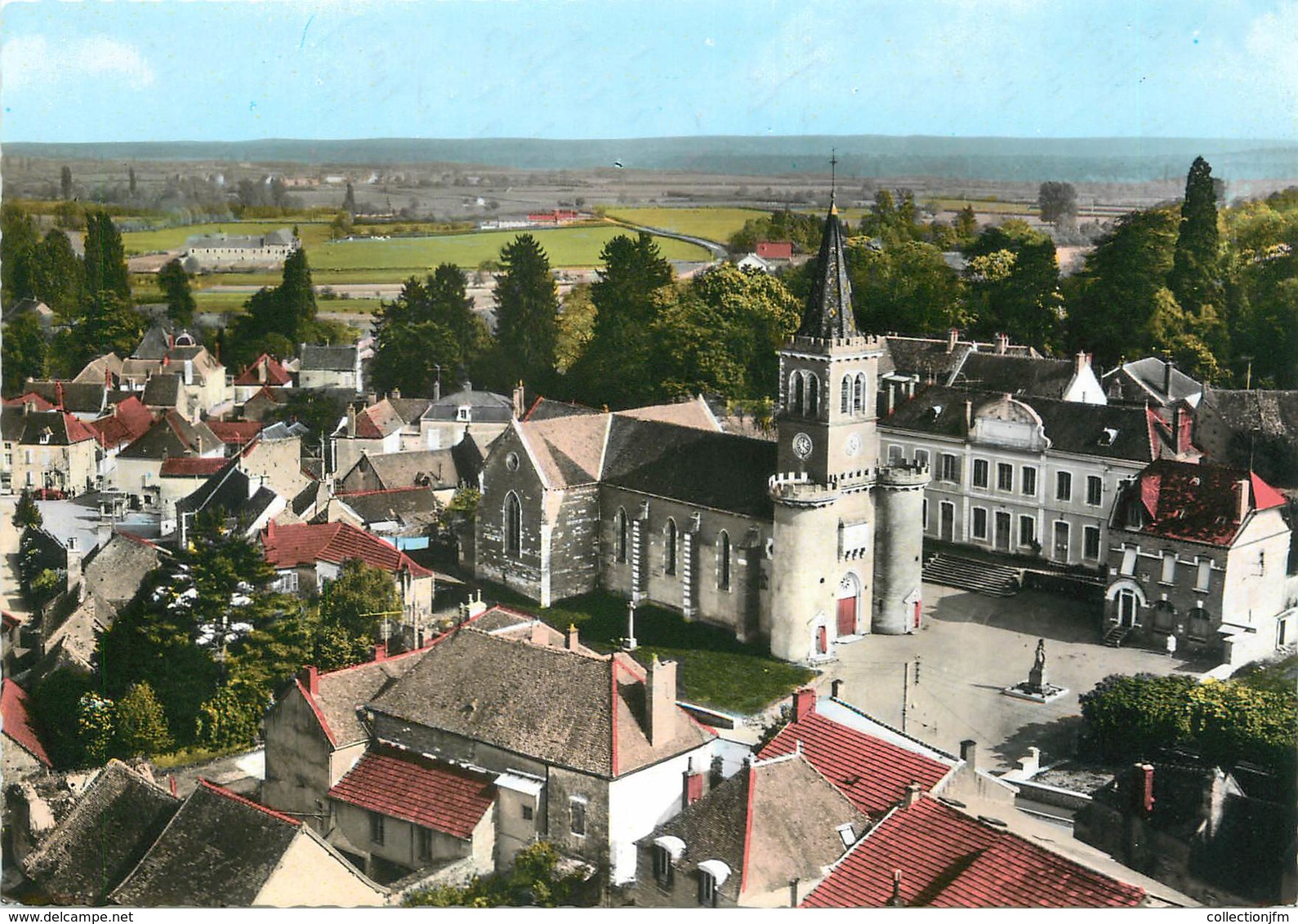 / CPSM FRANCE 71 "Saint Désert, Vue Aérienne, Quartier De L'église" - Altri & Non Classificati