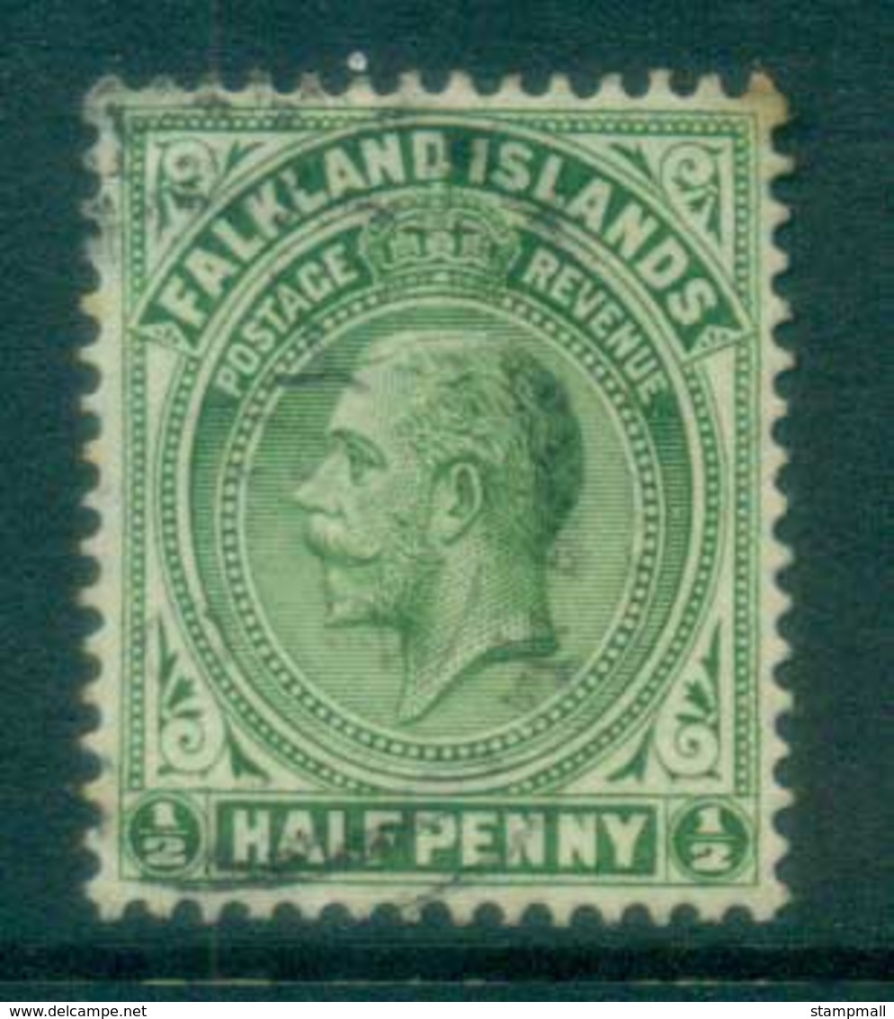 Falkland Is 1921-29 KGV 1/2d Yellow Green FU Lot77625 - Falkland Islands