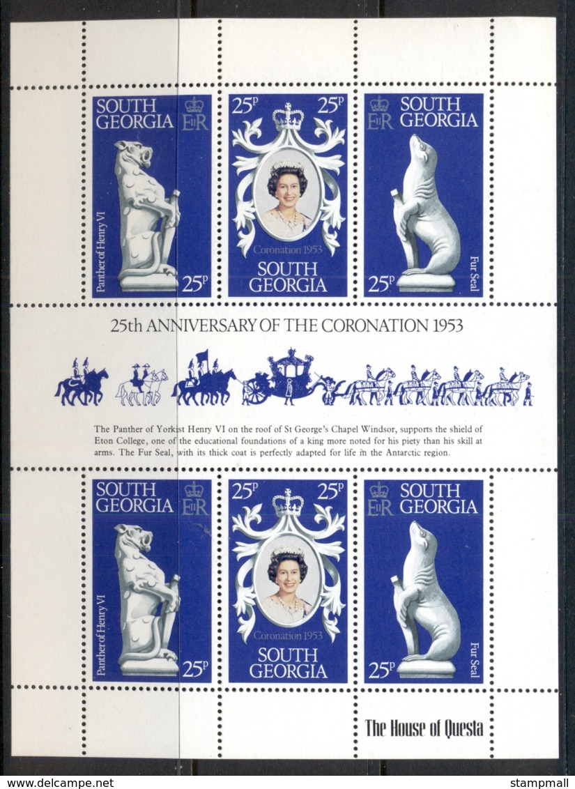 South Georgia 1978 QEII Coronation 25th Anniv. Sheetlet MUH - South Georgia