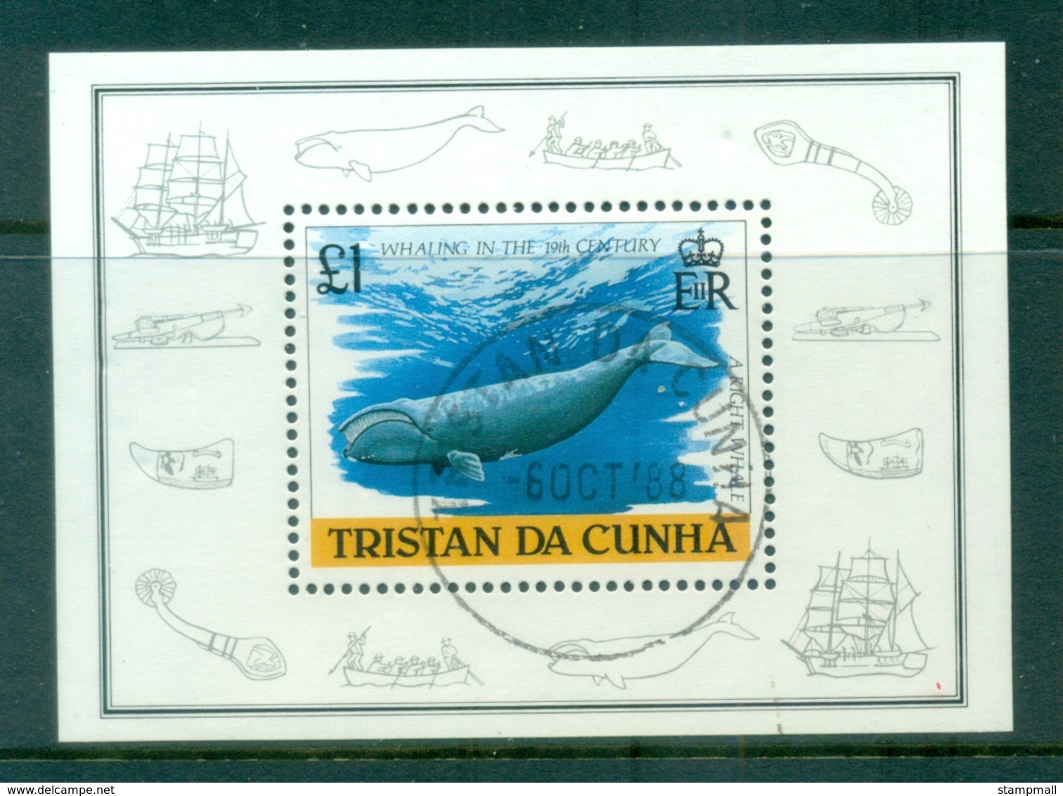 Tristan Da Cunha 1988 Whaling In The 19th Century MS CTO - Tristan Da Cunha