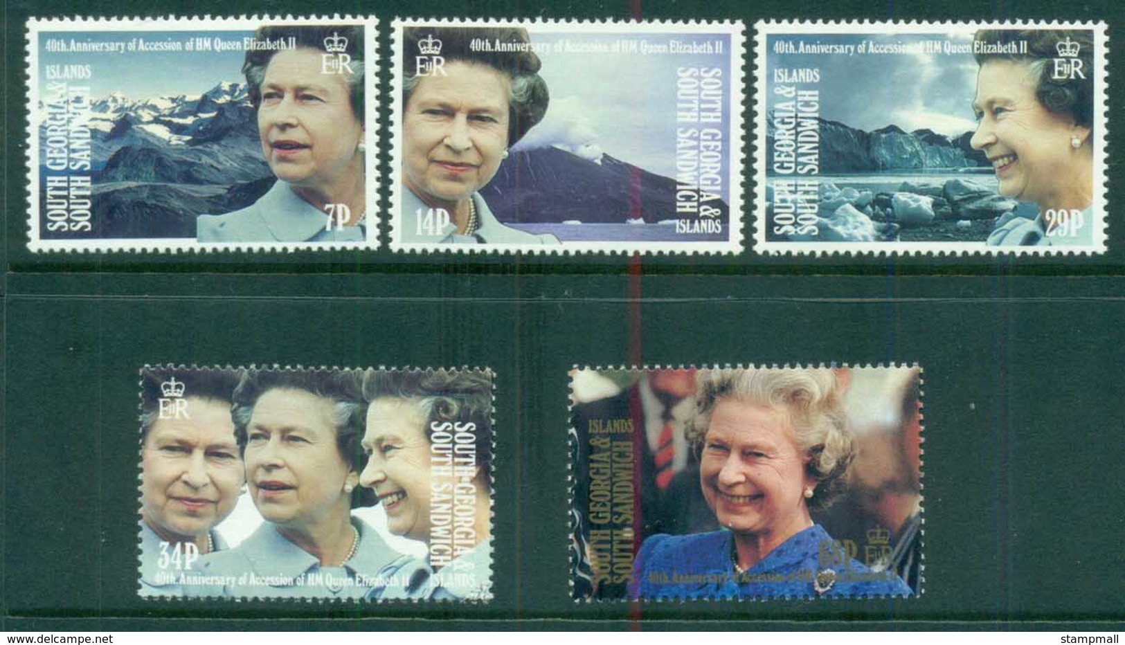 South Georgia 1992 QEII Royal Accession To Throne, 40th Anniversary MUH - South Georgia