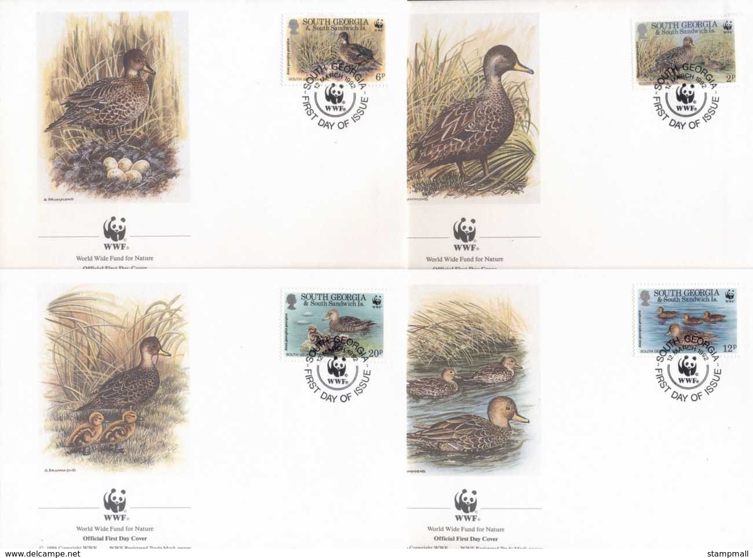 South Georgia 1992 WWF South Georgia Teal, Bird FDC - South Georgia