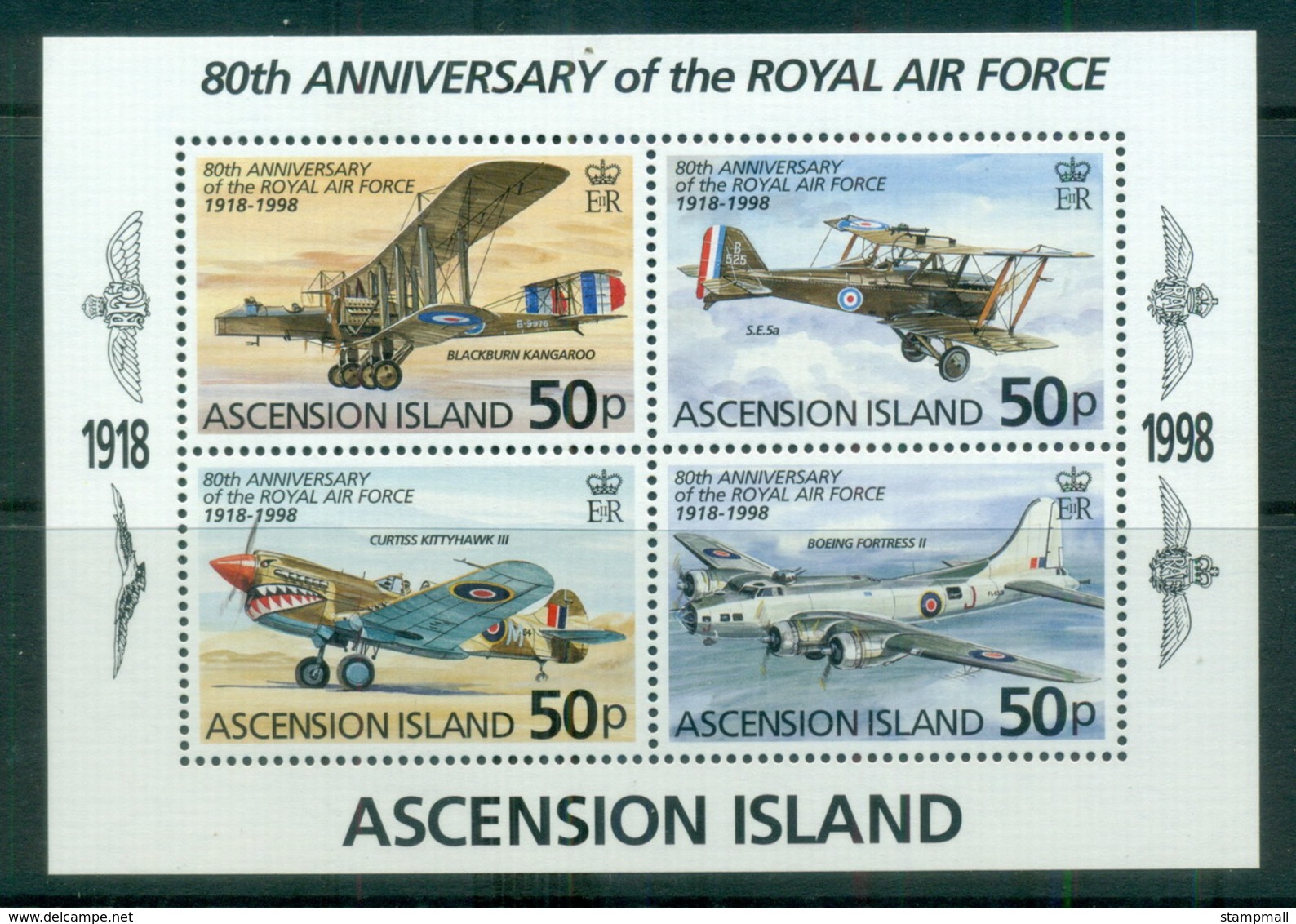 Ascension Is 1998 RAF 80th Anniv MS MUH - Ascension