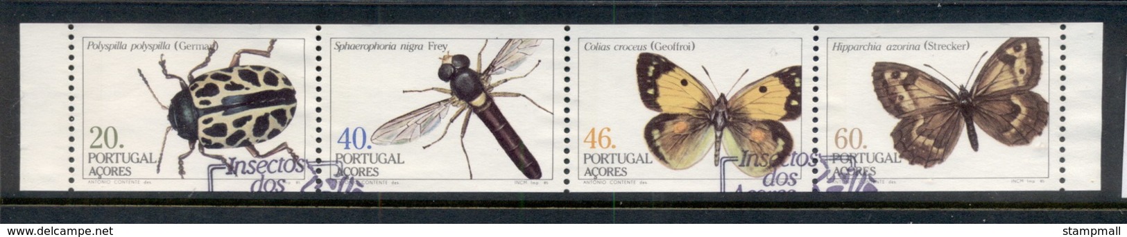 Azores 1985 Insects, Beetles, Butterflies Booklet Pane FU - Azores