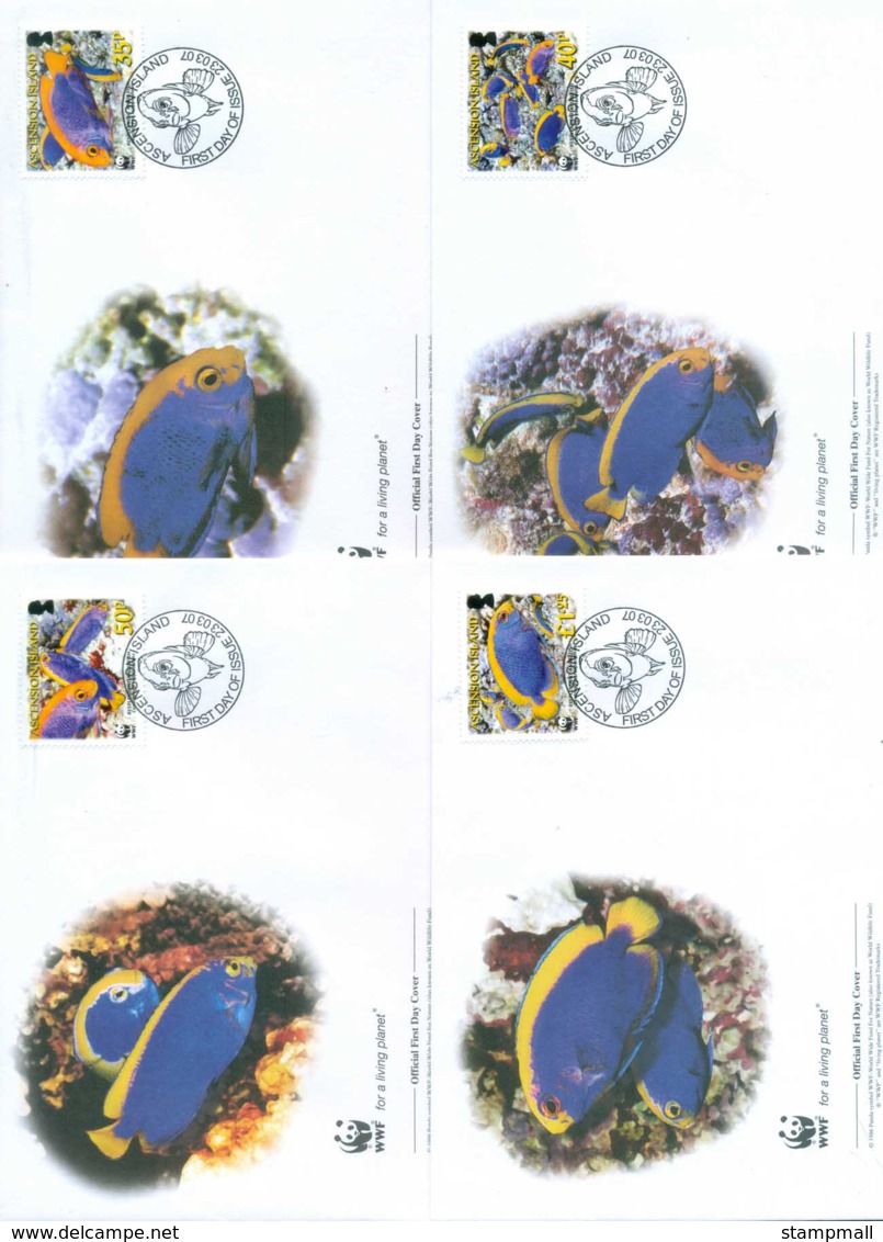 Ascension Is 2007 WWF Resplendent Angelfish 4xFDC Lot77041 - Ascension