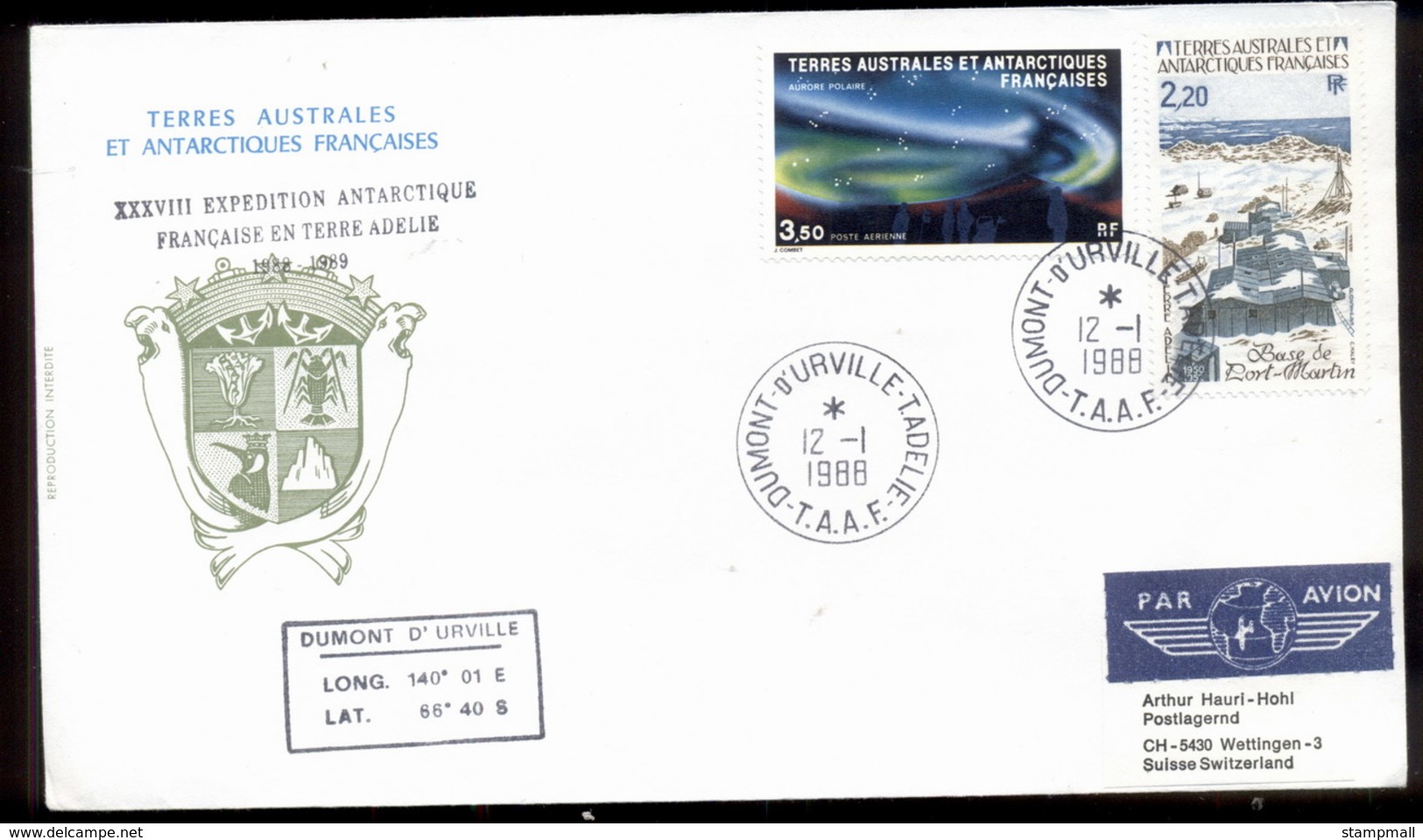 French Antarctic Territory 1988 Polar Lights, Base Station Cover - Other & Unclassified