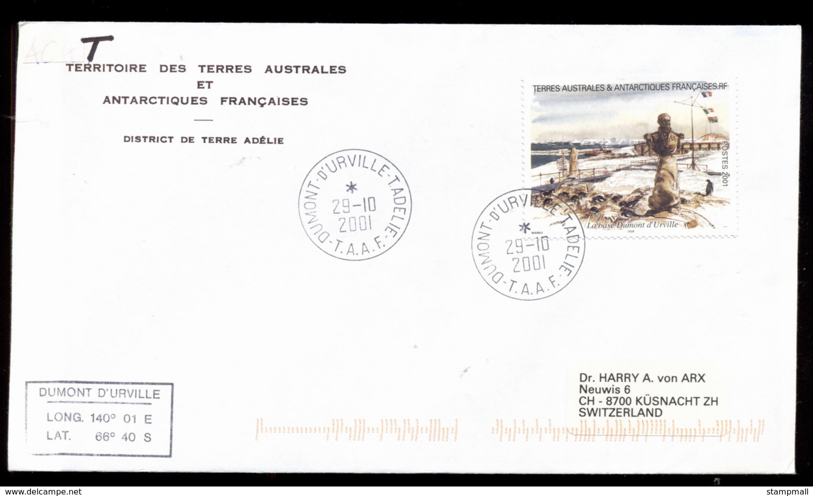 French Antarctic Territory 2001 Base At D'Urville Cover - Other & Unclassified