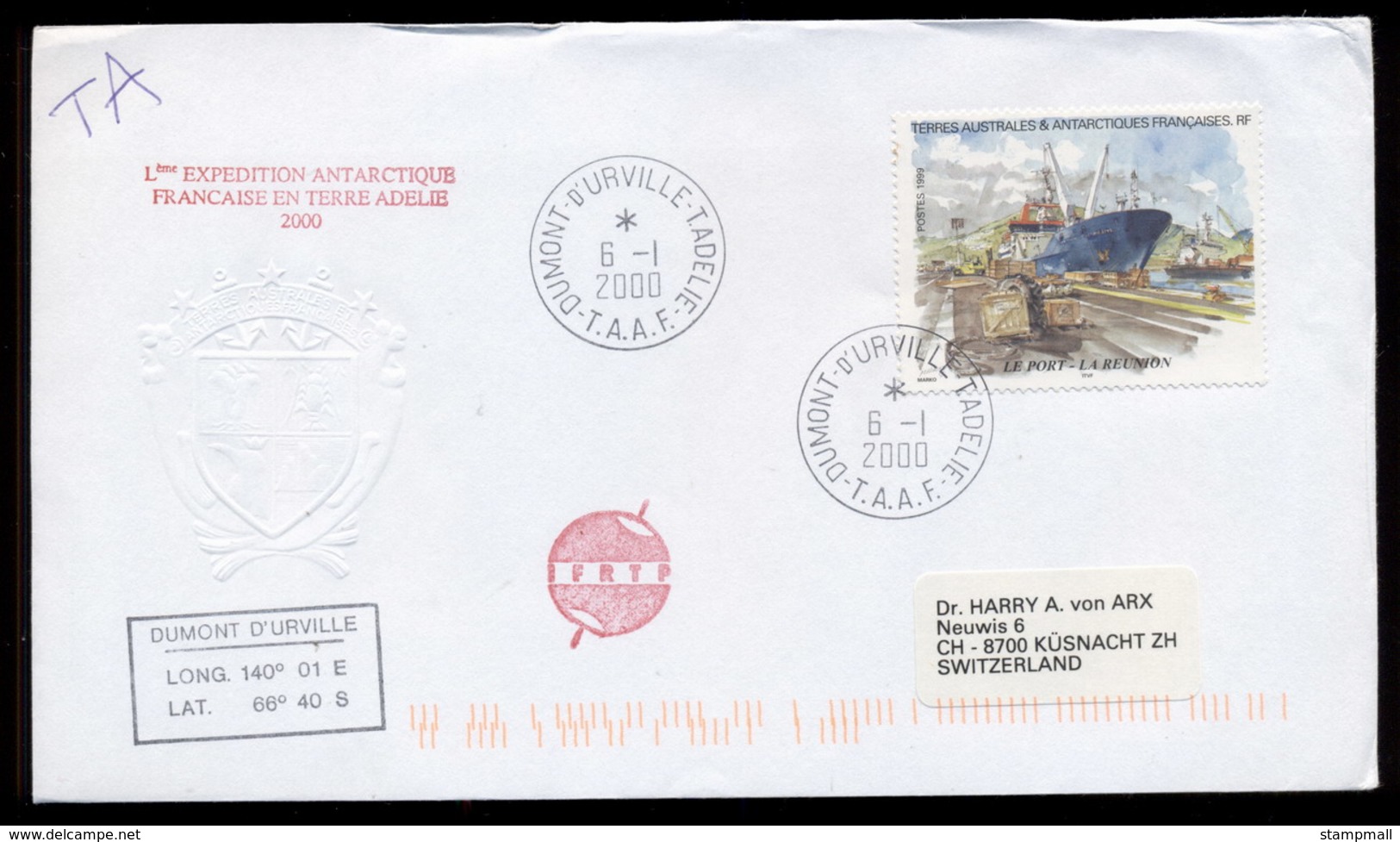 French Antarctic Territory 2000 Ships, Reunion Port Cover - Other & Unclassified