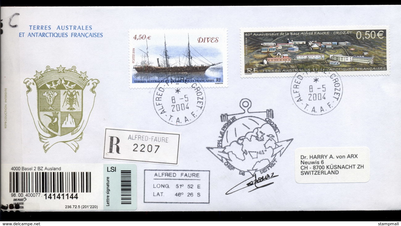 French Antarctic Territory 2004 Ship, Alfred Fauvre Base Cover - Autres & Non Classés