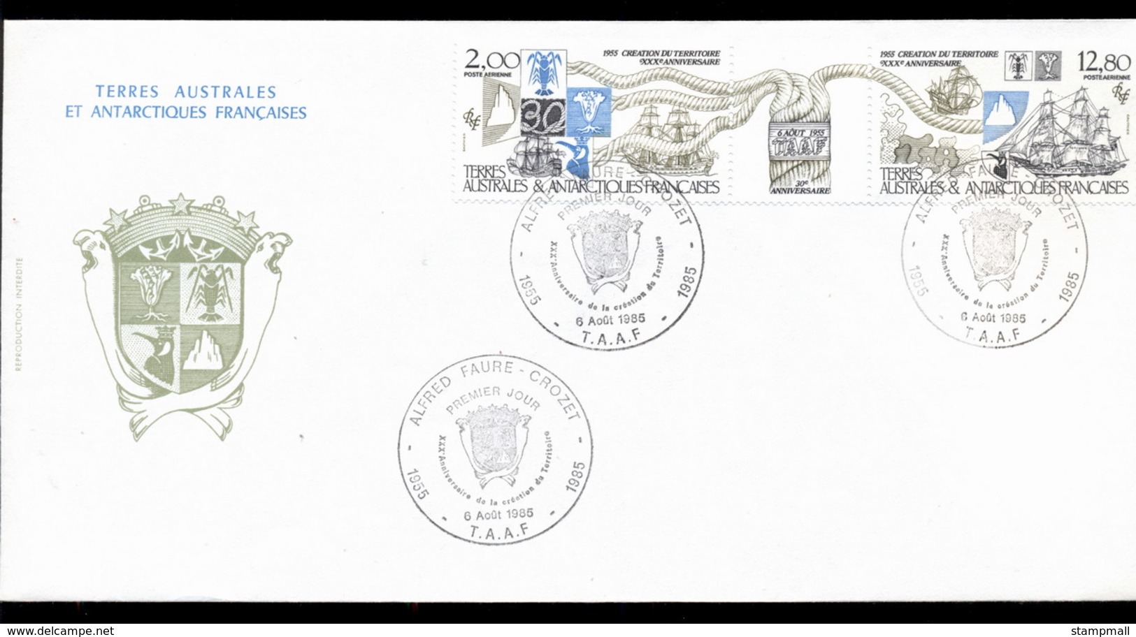 French Antarctic Territory 1985 FSAT 30th Anniversary FDC - Other & Unclassified