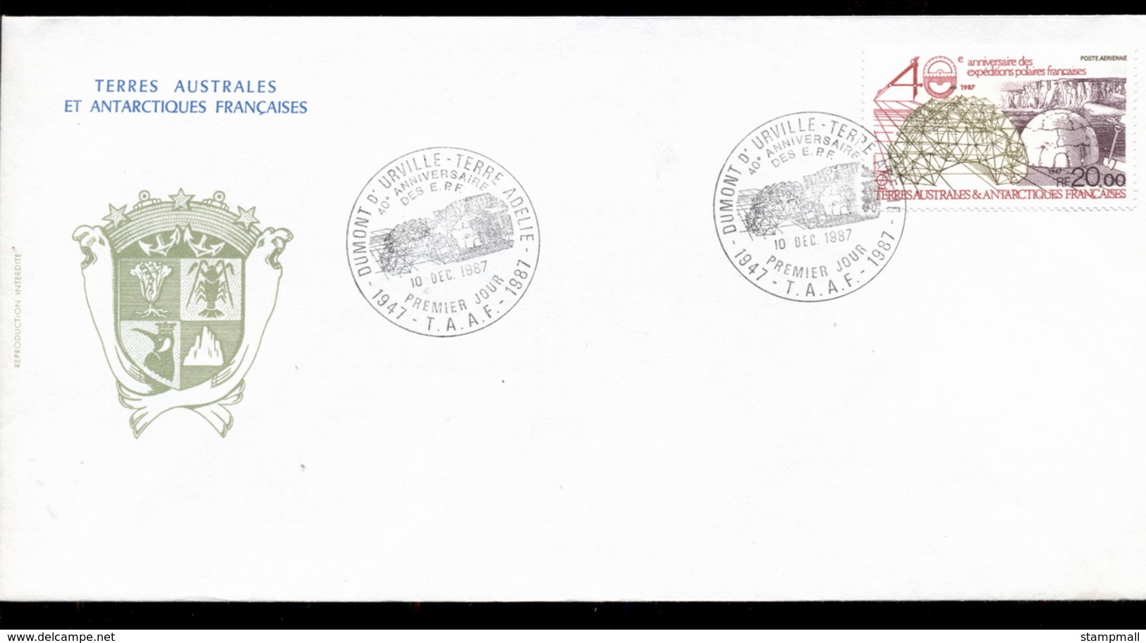 French Antarctic Territory 1987 Polar Expedition 40th Anniversary, Igloo FDC - Other & Unclassified