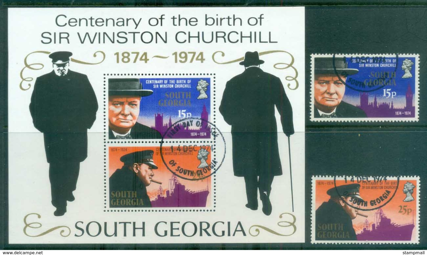 South Georgia 1974 Churchill + MS FU Lot77979 - South Georgia