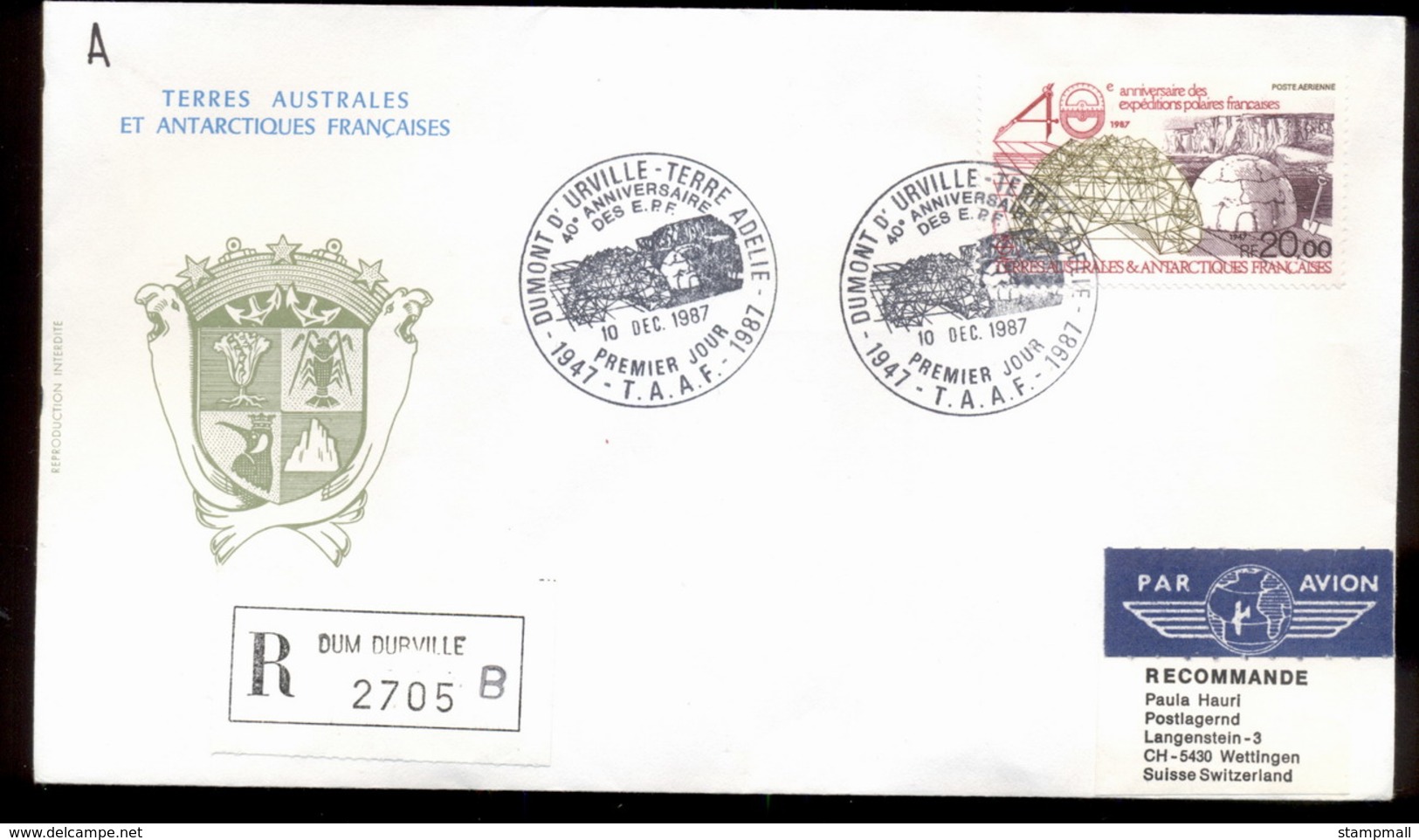 French Antarctic Territory 1987 French Polar Expeditions FDC - Other & Unclassified