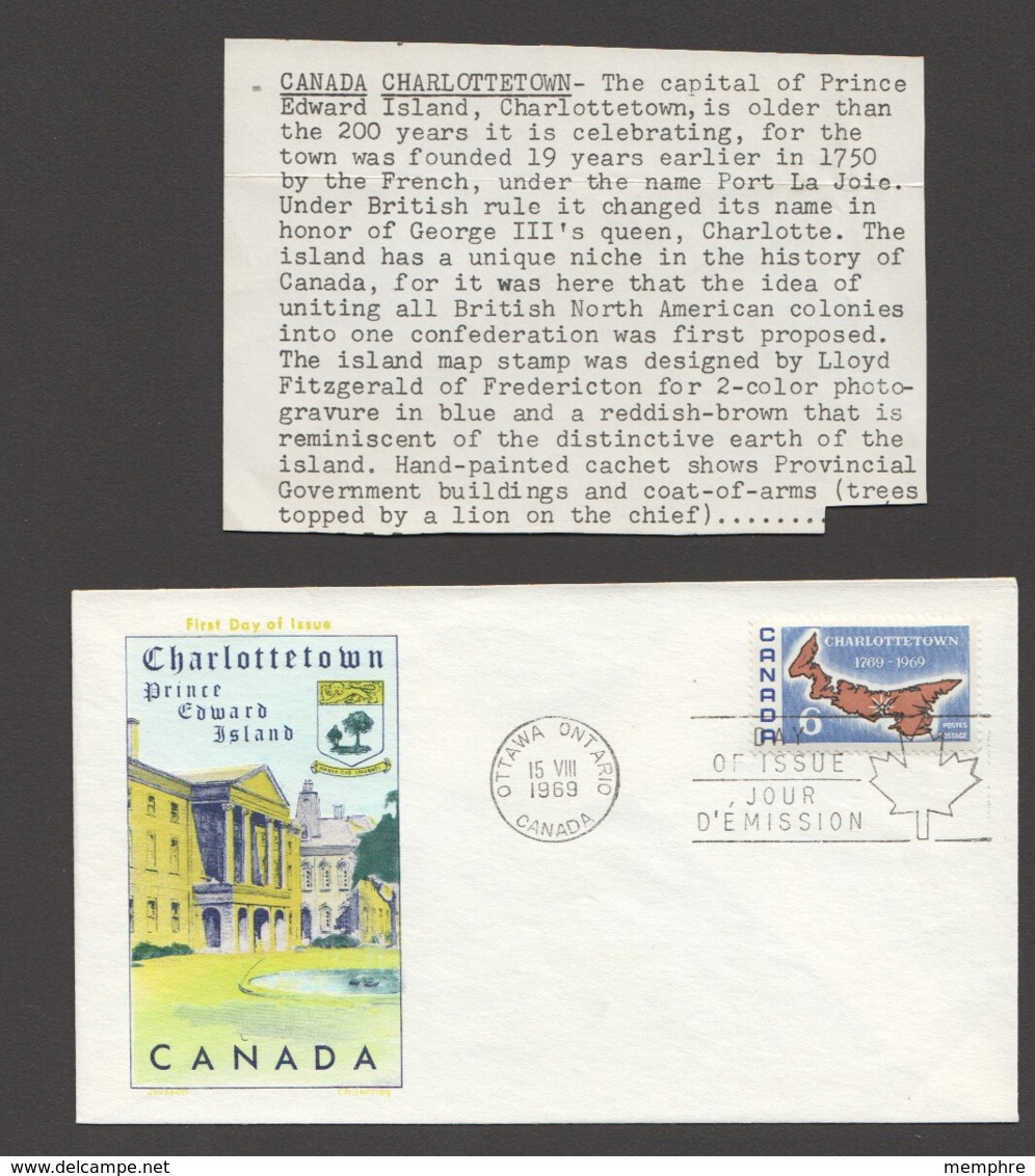 1969 Charlottetown Bicentennioal Sc 499 Jackson Cachet Embellished By Overseas Mailers With Insert - 1961-1970