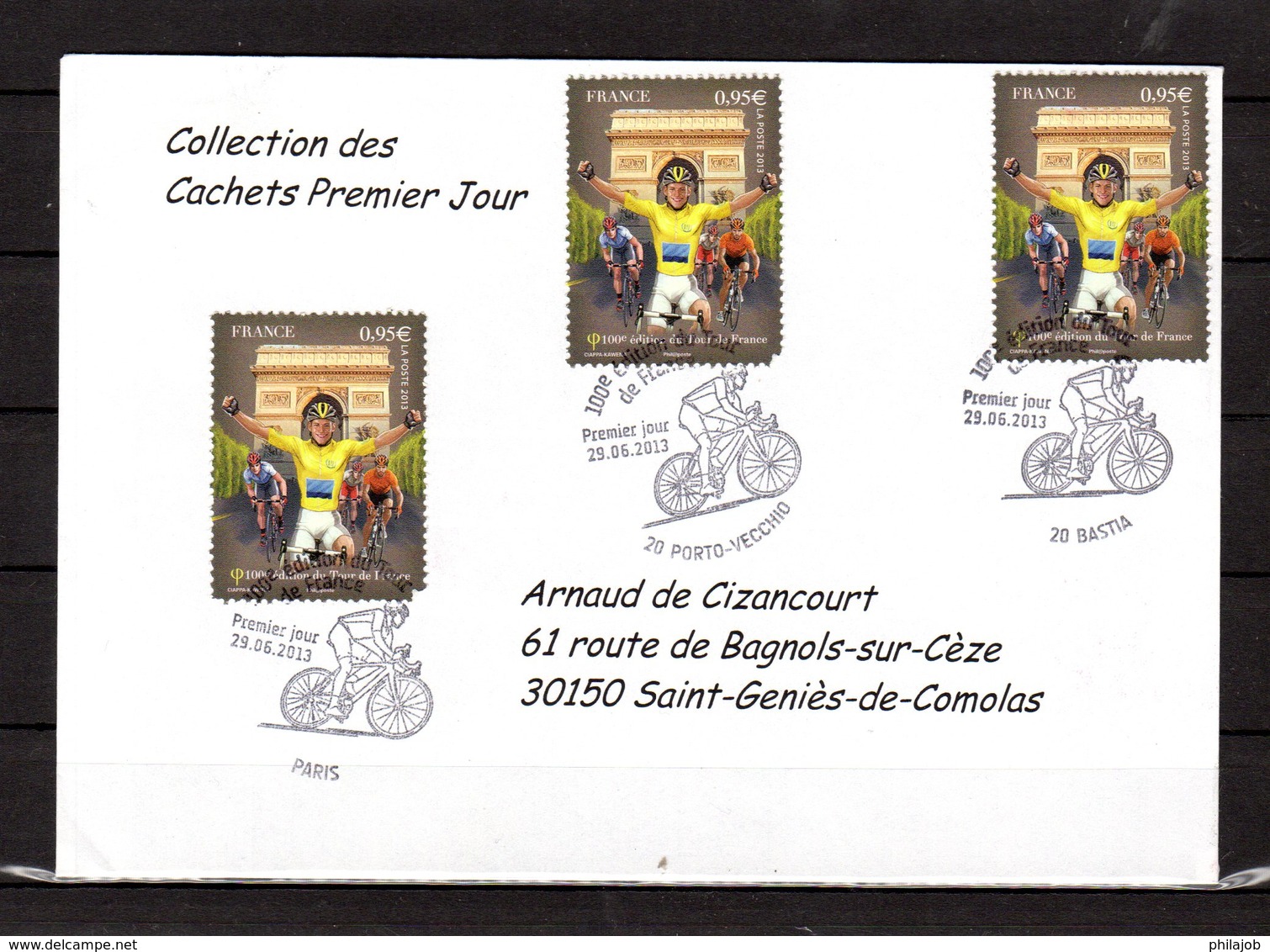 " 100° TOUR DE FRANCE " Sur Enveloppe 1er Jour De 2013 De La Collection CACHETS PREMIER JOUR N°YT 4761 FDC - Cyclisme