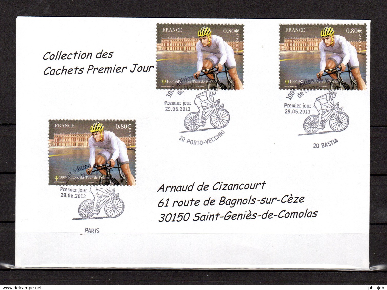 " 100° TOUR DE FRANCE " Sur Enveloppe 1er Jour De 2013 De La Collection CACHETS PREMIER JOUR N°YT 4760 FDC - Cyclisme