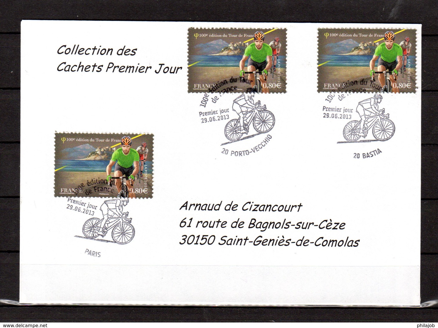 " 100° TOUR DE FRANCE " Sur Enveloppe 1er Jour De 2013 De La Collection CACHETS PREMIER JOUR N°YT 4759 FDC - Cyclisme