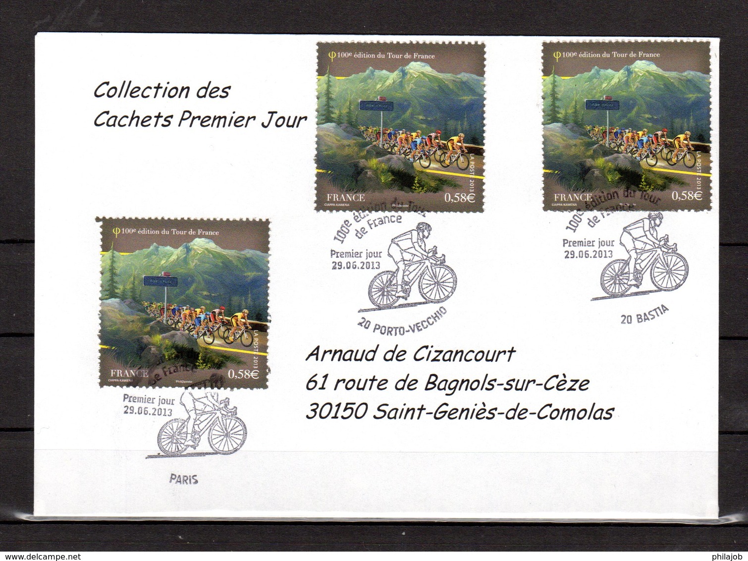 " 100° TOUR DE FRANCE " Sur Enveloppe 1er Jour De 2013 De La Collection CACHETS PREMIER JOUR N°YT 4758 FDC - Cyclisme