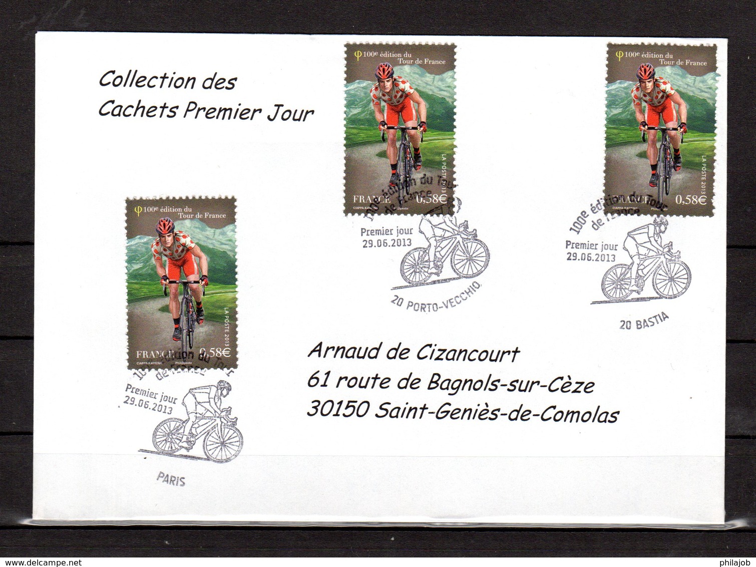 " 100° TOUR DE FRANCE " Sur Enveloppe 1er Jour De 2013 De La Collection CACHETS PREMIER JOUR N°YT 4756 FDC - Cyclisme