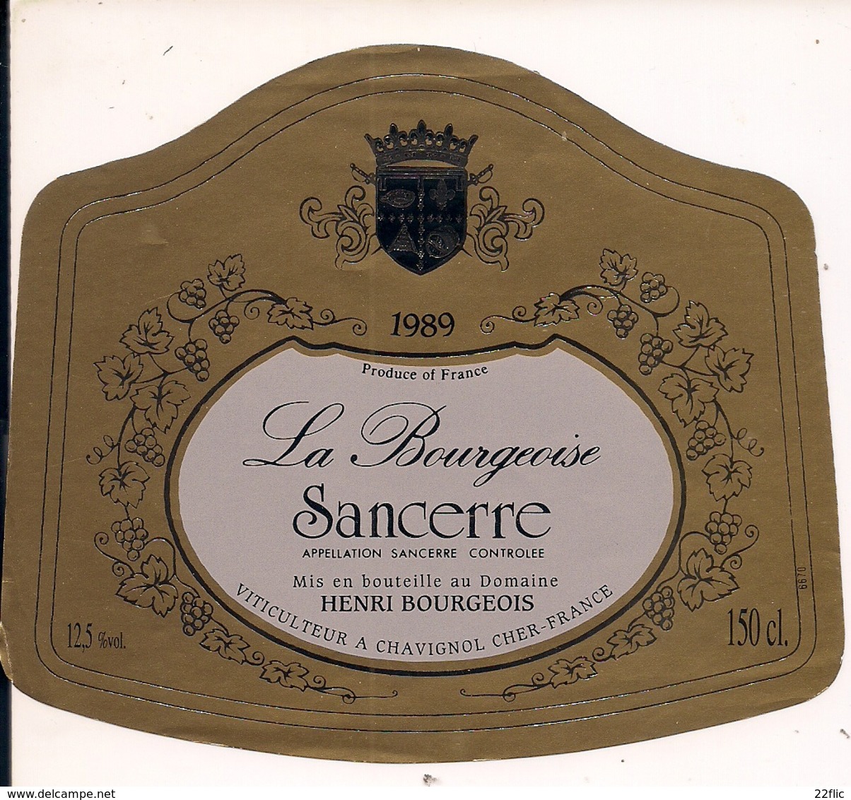 SANCERRE LA BOURGEOISE HENRI BOURGEOIS  1989  (8) - Autres & Non Classés