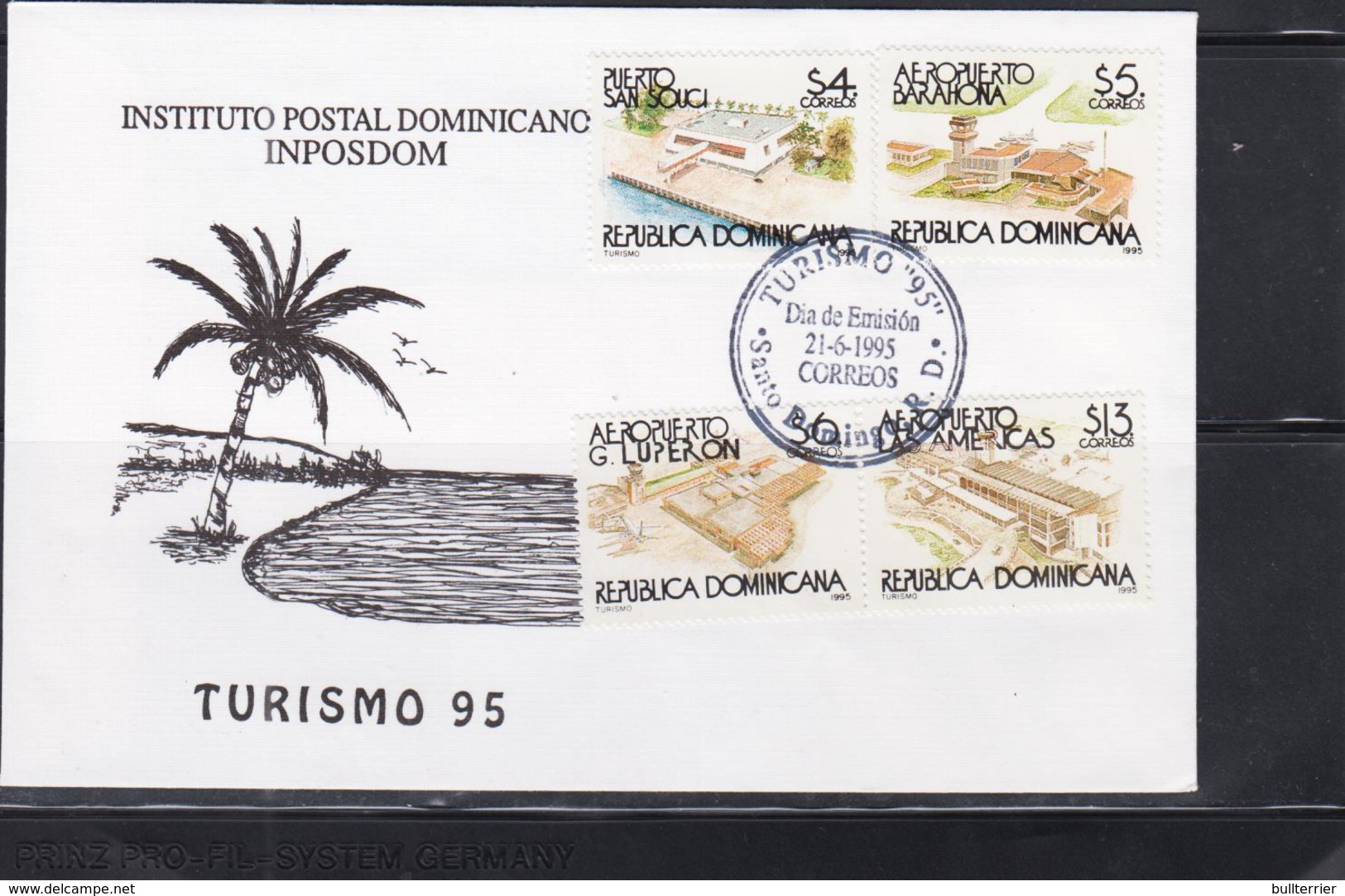 DOMINICAN REP - 1995 - AIRPORT SET OF 4   ON ILLUSTRATED FDC - Dominican Republic