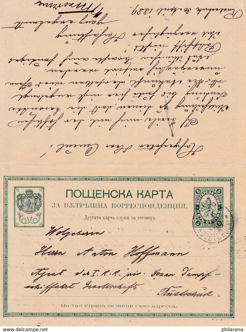Bulgarien 1889: Ganzsache Mit Antwort Rustschuk - Autres - Europe