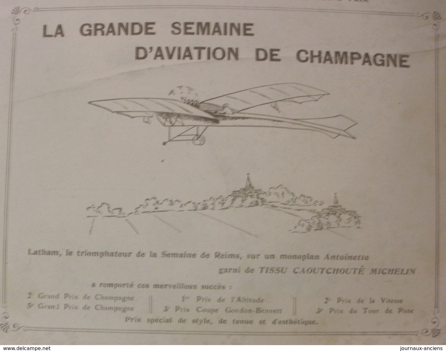1909 LA GRANDE SEMAINE D'AVIATION DE CHAMPAGNE - LATHAM - MONOPLAN ANTOINETTE - MICHELIN - Autres & Non Classés