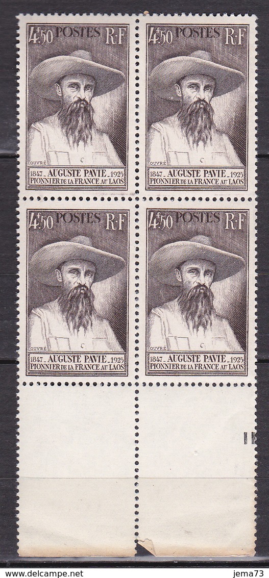 N° 784 Centenaire De La Naissance D'Auguste Pavie: Un Bloc De 4 Timbres Neuf Impeccable Sans Charnière - Unused Stamps