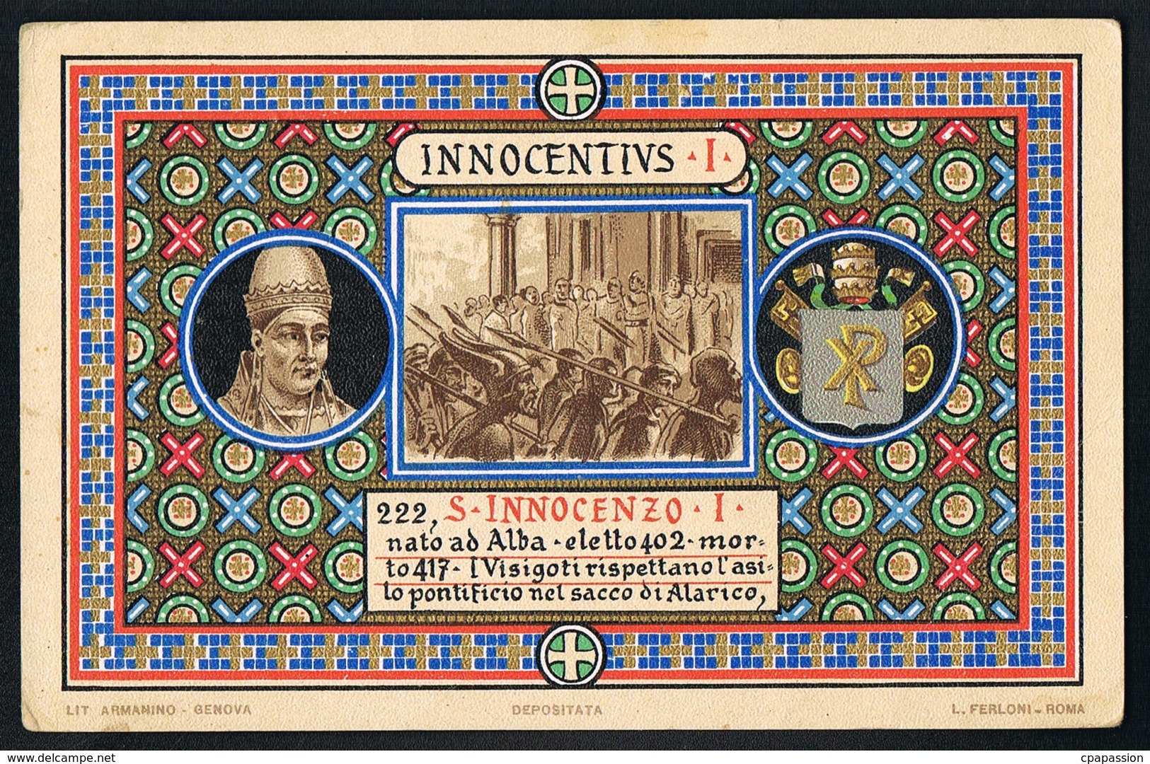 RELIGION - PAPES 402-417-  INNOCENTIUS I - S.INNOCENZO I  - Ediz 1903 - Scans Recto Verso - Paypal Free - Papes