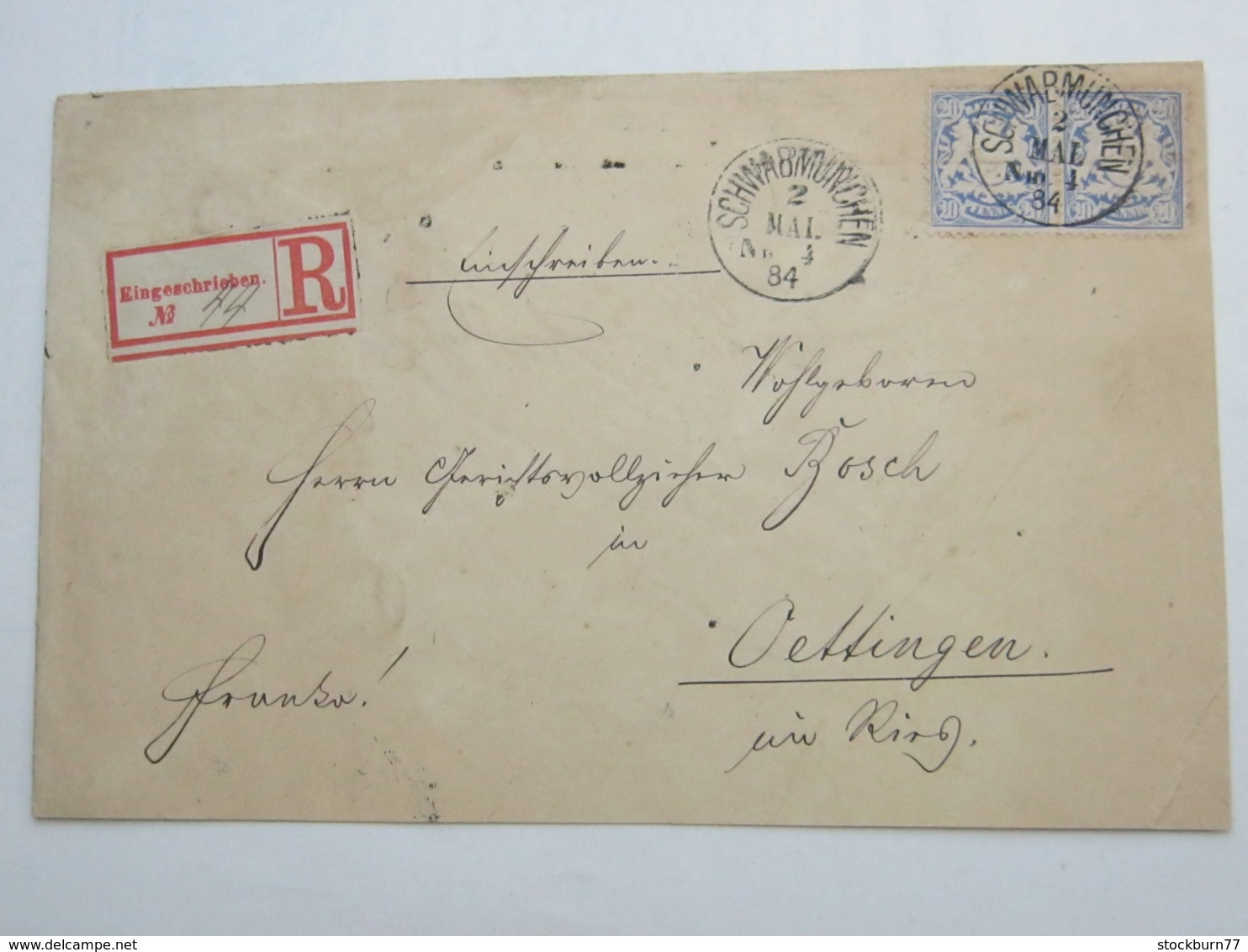 1884 , SCHWABMÜNCHEN , Klarer Stempel Auf Einschreiben - Sonstige & Ohne Zuordnung