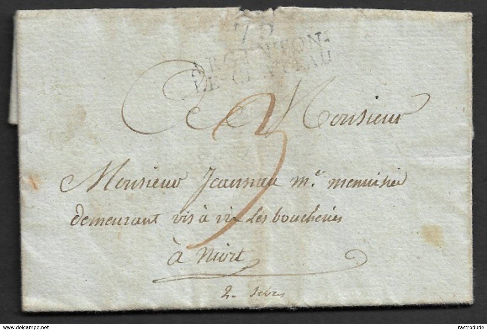 1820 - LAC - 75 ARGENTON - LE - CHATEAU ( Deux-Sèvres ) A NIORT. 31mm X 10mm - 1801-1848: Precursors XIX