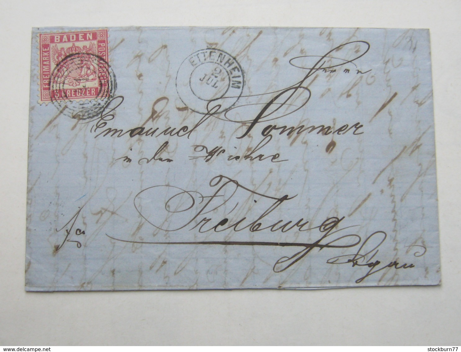 1866 , ETTENHEIM , Klarer Stempel Auf Brief Mit Nummernstempel - Briefe U. Dokumente
