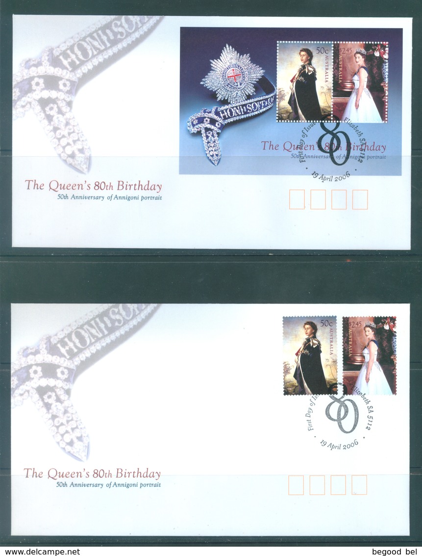 AUSTRALIA  - FDC - 19.4.2006 - QUEEN'S 80th BIRTHDAY - Yv 2424-2425 BLOC 89 - Lot 18586 - Premiers Jours (FDC)